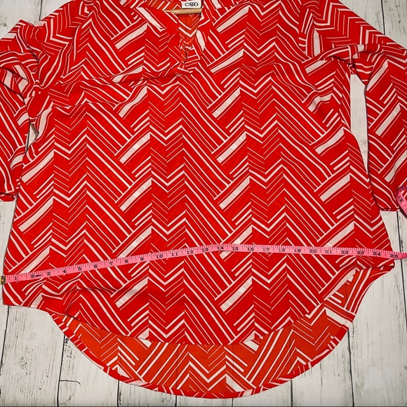 Cato Large Orange White Chevron Hi-lo split neck - Picture 4 of 6